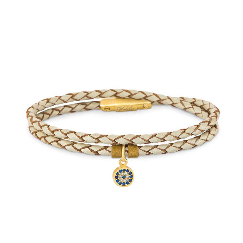 دستبند چرم و طلا  کد BTR002