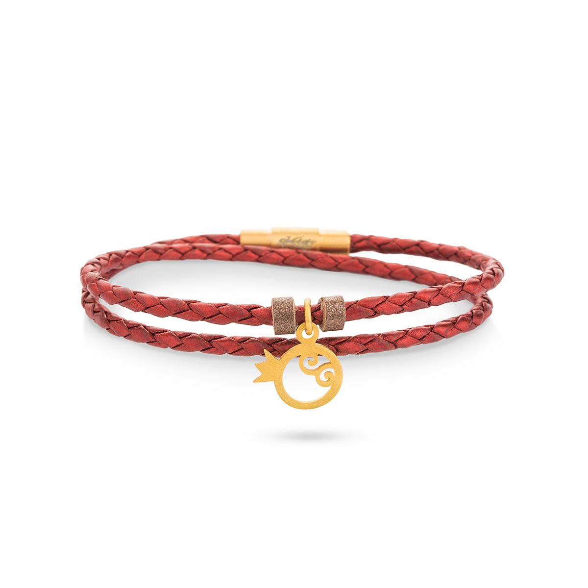 دستبند چرم و طلا  کد BR076