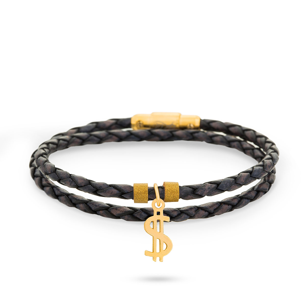 دستبند چرم و طلا  کد BR092