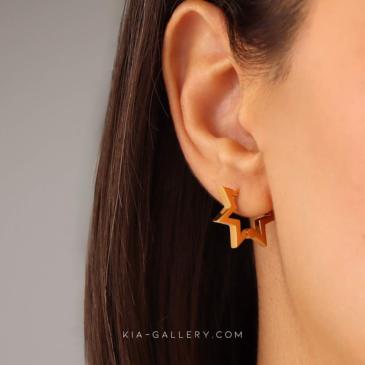 گوشواره گوشواره حلقه ای طلا طرح ستاره کد EM429