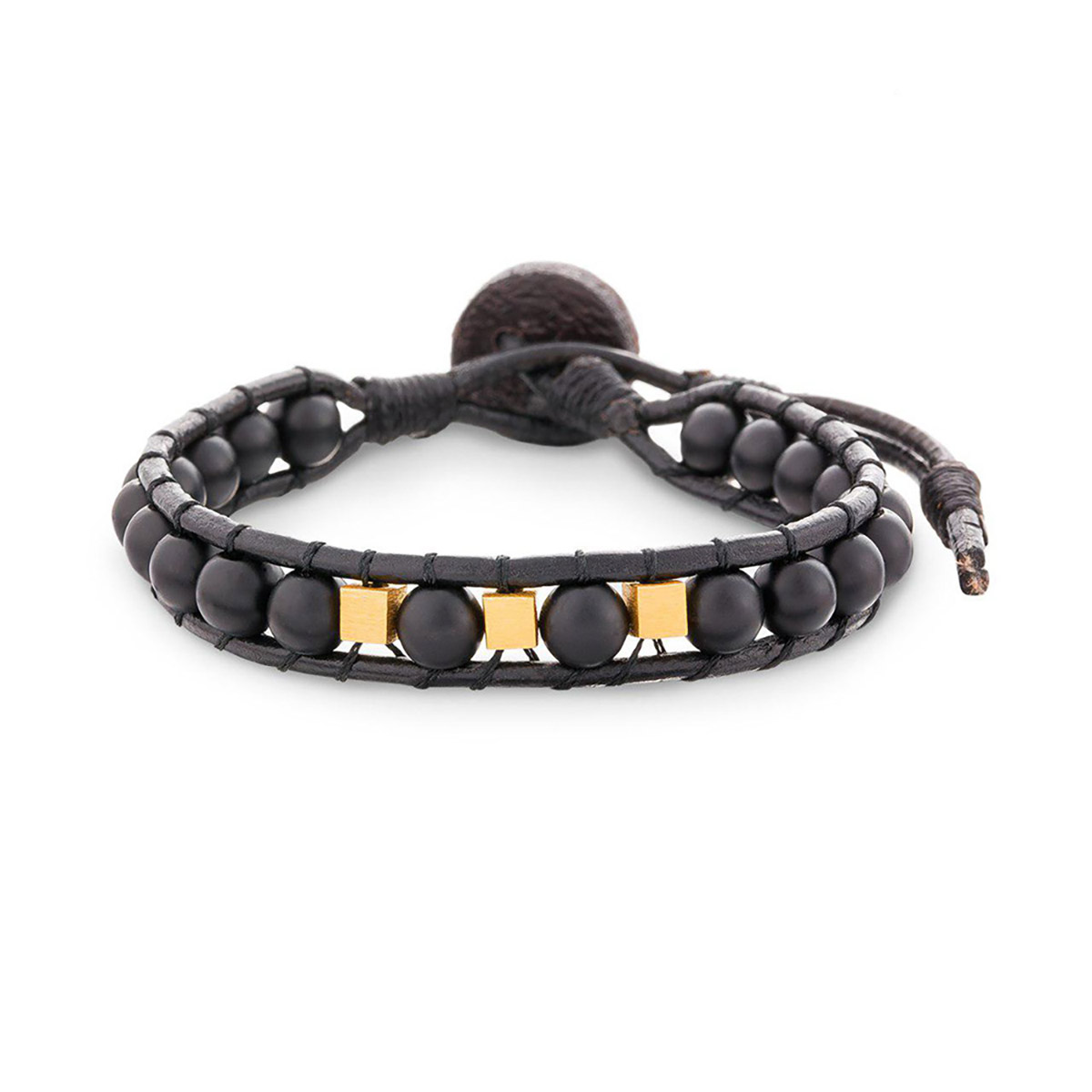 دستبند چرم و طلا  کد BMD009