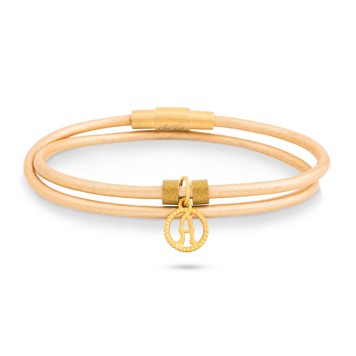 دستبند چرم و طلا  کد BAS069-001