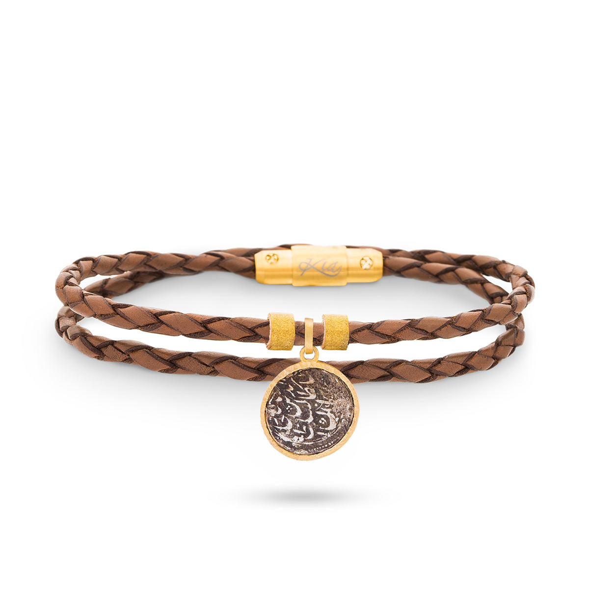 دستبند چرم و طلا  کد BE007