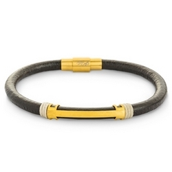 دستبند چرم و طلا  کد BM257