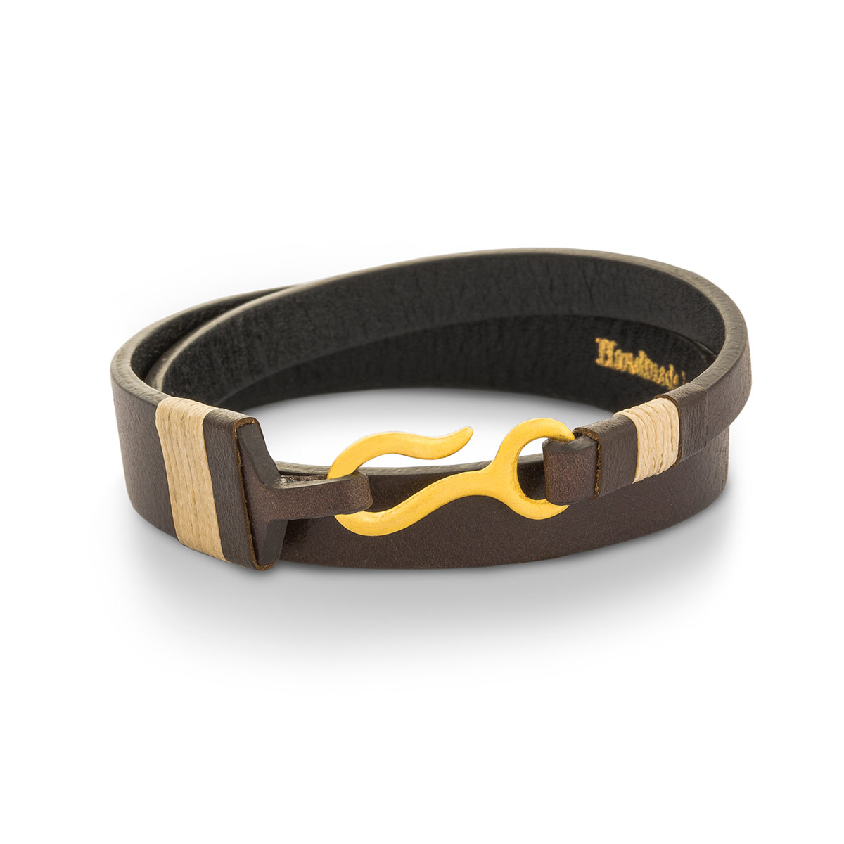 دستبند چرم و طلا  کد BM220