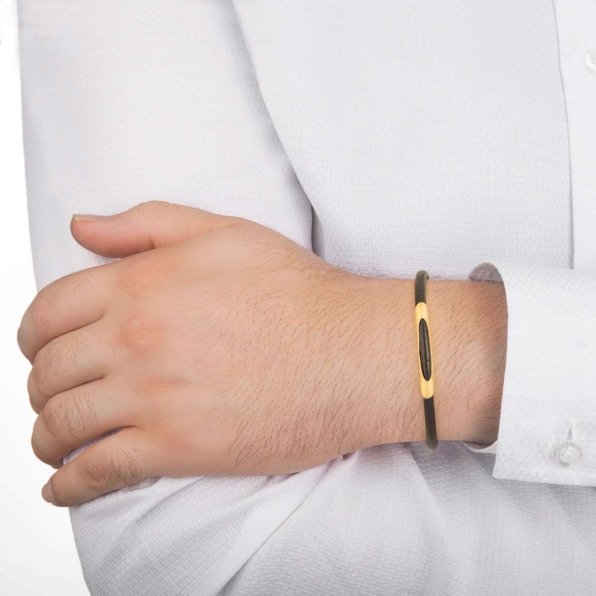 دستبند چرم و طلا  کد BM248