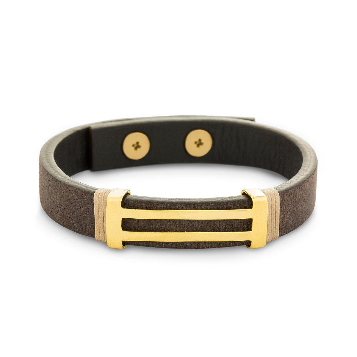 دستبند چرم و طلا  کد BM264